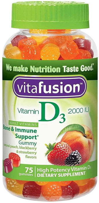 Vitafusion Vitamin D3 2000 IU Gummy Vitamins for Adults Dietary Supplement Peach