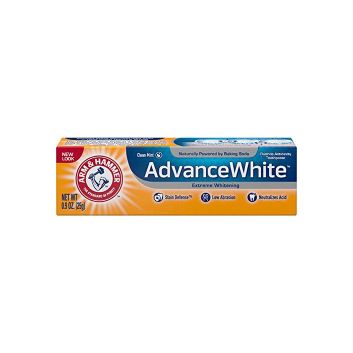 ARM & HAMMER Advance White Extreme Whitening Baking Soda & Peroxide Toothpaste (Travel Size), Fresh Mint 0.90 oz