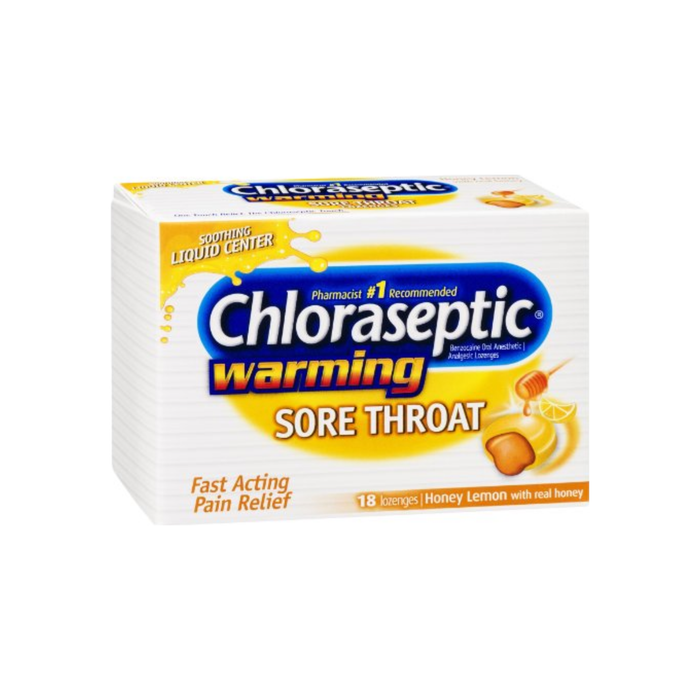 Chloraseptic Sore Throat Warming Lozenges Honey Lemon 18 Each