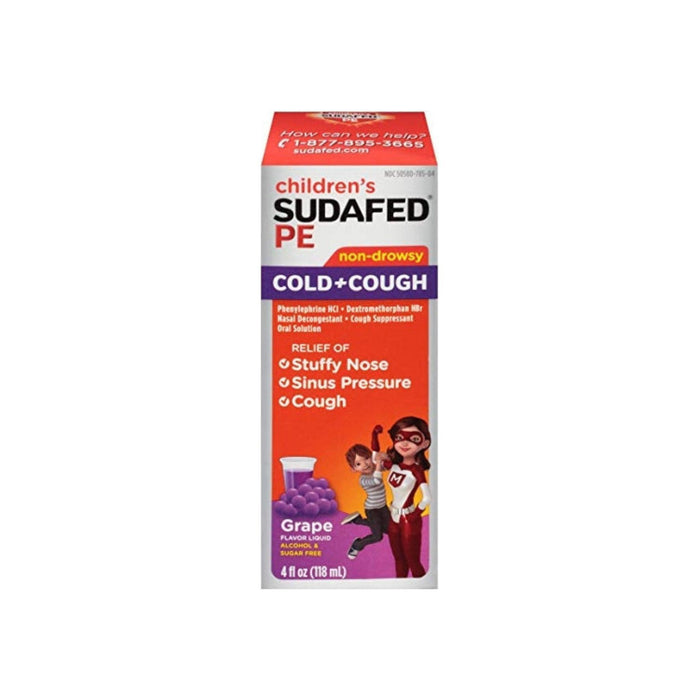 SUDAFED PE Children's Cold & Cough Liquid Grape 4 oz