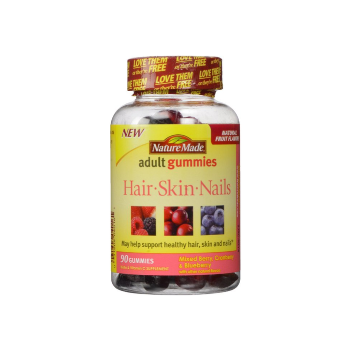 Nature Made Hair, Skin, Nails Adult Gummies, Mixed Berry, Cranberry & Blueberry 90 ea