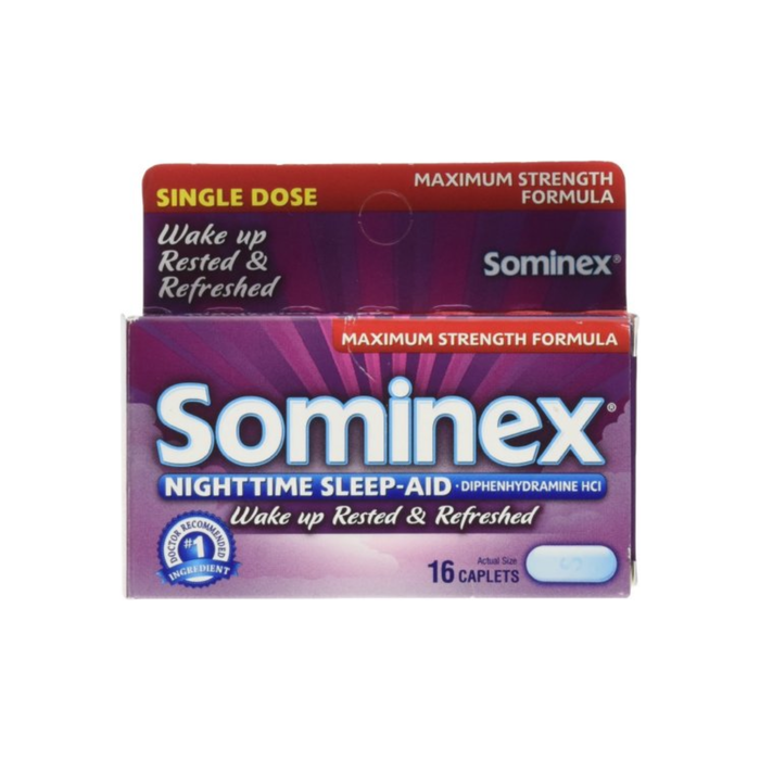Sominex Nighttime Sleep-Aid Caplets, Maximum Strength, 16 ea