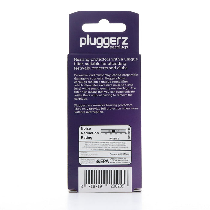 Pluggerz Uni-Fit Music Earplugs, Anti-Allergic Silicone, Unique Music Filter Allows You To Be Safe and Enjoy - Over 100 uses, Includes 1 Set of Ear Plugs and Handy Pouch - BY COMFOOR
