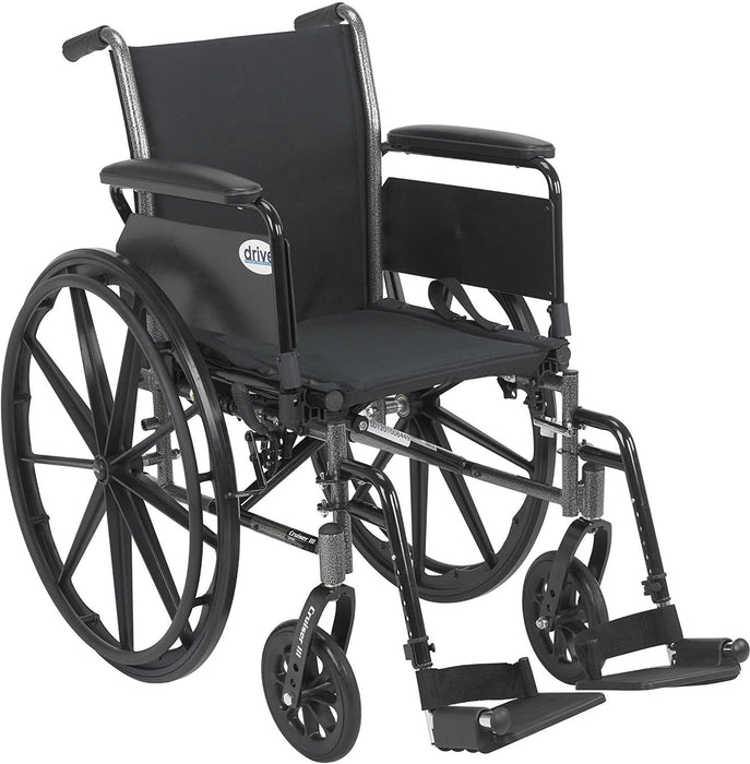 Drive Medical Cruiser Light Weight Wheelchair with Various Flip Back Arm Styles and Front Rigging Options, Flip Back Removable Full 1 ea