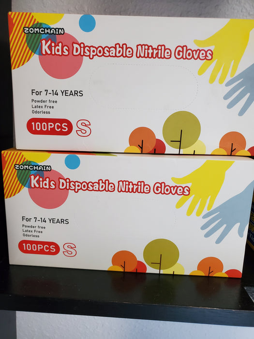 Kid's Nitrile Gloves for Ages 7-14 Box of 100 gloves