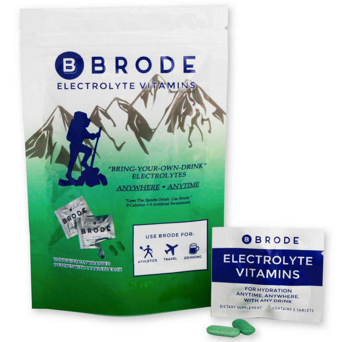 Brode Electrolyte Vitamin - Portable Zero-sugar Electrolyte Tablets - For Sports, Hangovers, Jet Lag, 5 Essential Electrolytes + 9 Vitamins 10-Pack