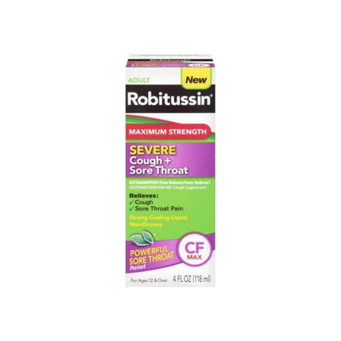 Robitussin Adult Maximum Strength Severe Cough + Sore Throat Relief, 4 oz