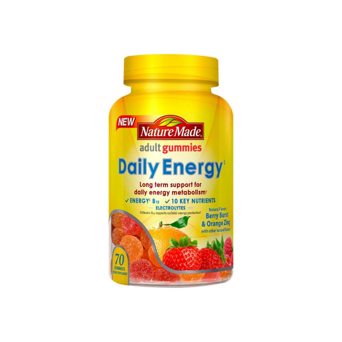 Nature Made Daily Energy Gummies, Berry Burst & Orange Zing, 70 ea