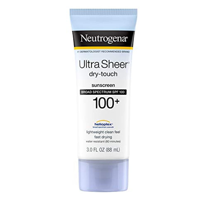 Neutrogena Ultra Sheer Dry-Touch Water Resistant and Non-Greasy Sunscreen Lotion with Broad Spectrum SPF 100+, 3 fl. oz