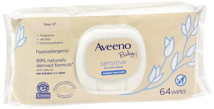AVEENO Baby Sensitive Skin Wipes with Oat Extract and Aloe 64 ea