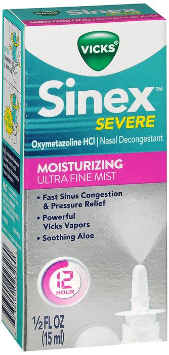 Vicks Sinex Severe Moisturizing Sinus Decongestion Spray Ultrafine Mist 0.5 fl oz