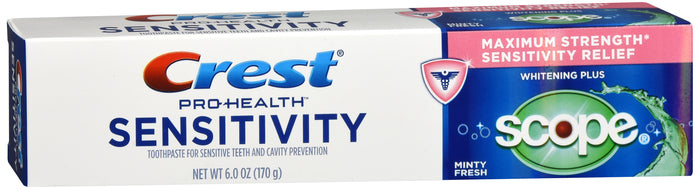 Crest Sensitivity Whitening and Scope Minty Fresh Toothpaste, 6 oz