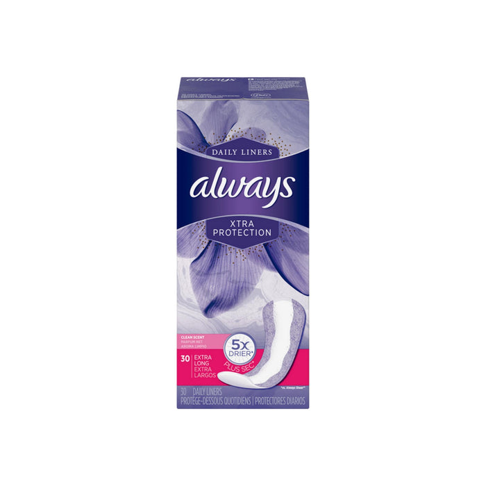 Always Xtra Protection Daily Liners, Clean Scent, Extra Long 30 ea