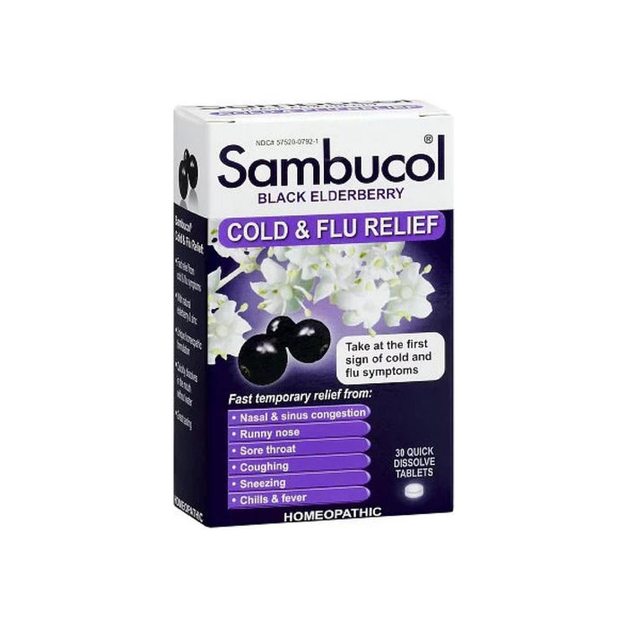 Sambucol Cold & Flu Relief Quick Dissolve Tablets, Black Elderberry 30 ea