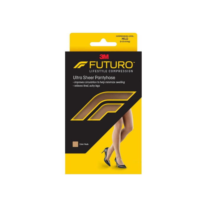 FUTURO Energizing Ultra Sheer Pantyhose For Women French Cut Lace Panty Mild Large Nude 1 Pair