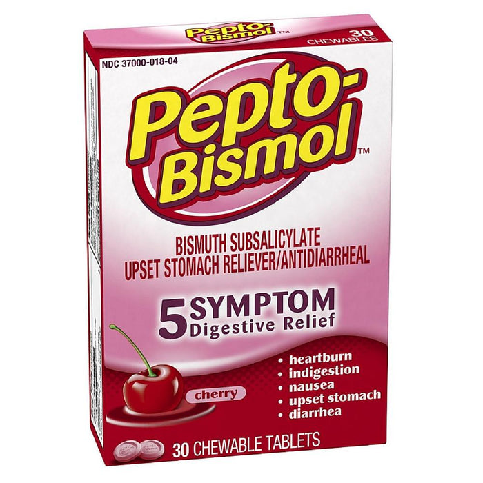 Pepto-Bismol 5 Symptoms Digestive Relief Chewable Tablets, Cherry 30 ea