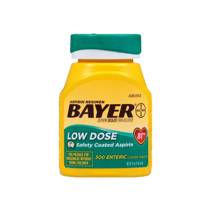 Bayer 81mg Enteric Low Dose Pain Relief Aspirin Tablets 300 ea