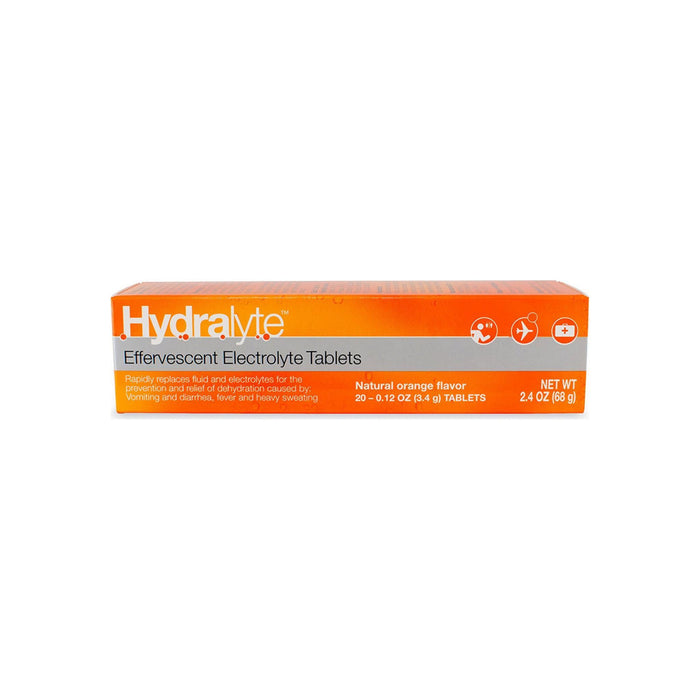 Hydralyte Effervescent Electrolyte Tablet, Orange Flavored 20 ea