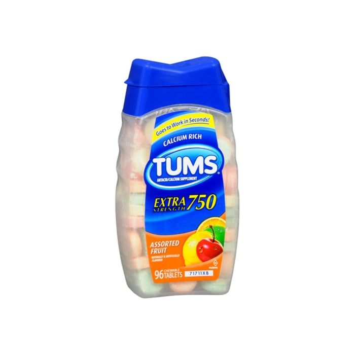 TUMS E-X 750 Tablets Assorted Fruit 96 Tablets