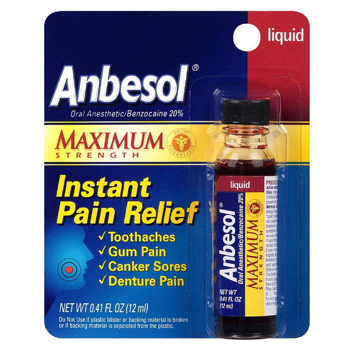 Anbesol Maximum Strength Instant Pain Relief Liquid 0.41 oz