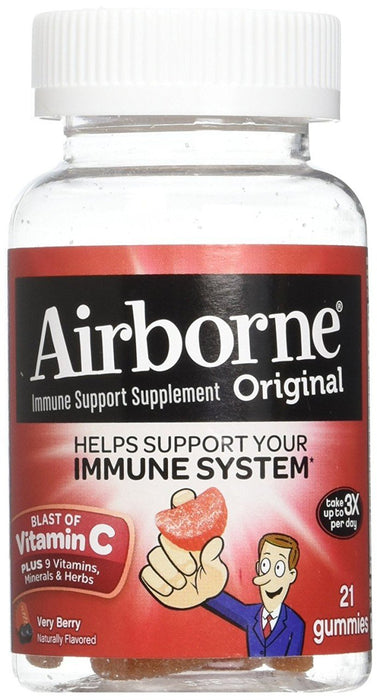 Airborne Mixed Berry Flavored Gummies, 1000mg of Vitamin C and Minerals & Herbs Immune Support 21 ct