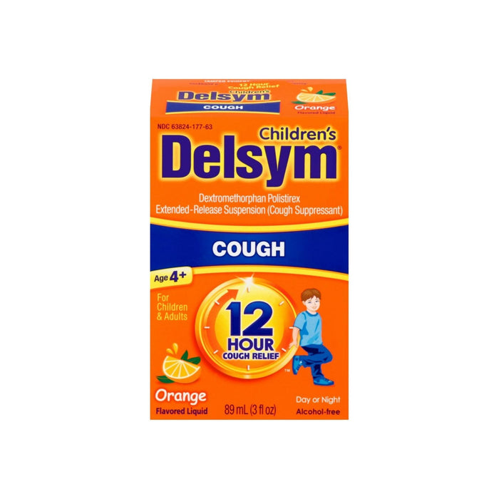 Delsym Children's Cough Suppressant Liquid, Orange Flavor, 3 oz