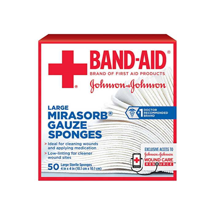JOHNSON & JOHNSON Band-Aid Mirasorb Gauze Sponges 4 Inches X 4 Inches 50 Each