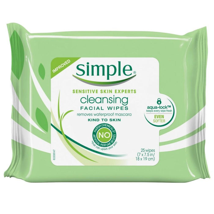 Simple Kind to Skin Facial Wipes Cleansing 25 ct