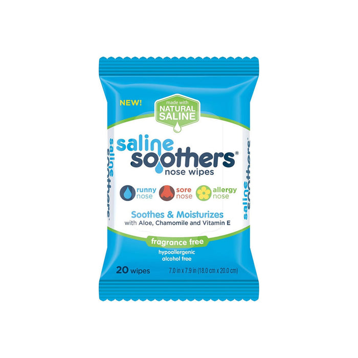 Saline Soothers Nose Wipes, Soothe & Moisturize with Aloe, Chamomile, & Vitamin E, Fragrance Free 20 ea