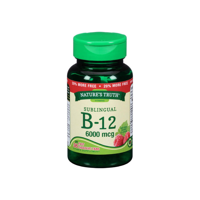 Nature's Truth Sublingual B-12 6000 mcg Fast Dissolve Tabs, Natural Berry Flavor 36 ea