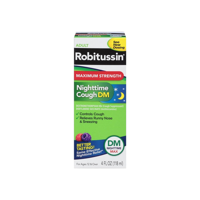 Robitussin Max Strength Nighttime Cough DM Cough Suppressant & Antihistamine Liquid 4 oz