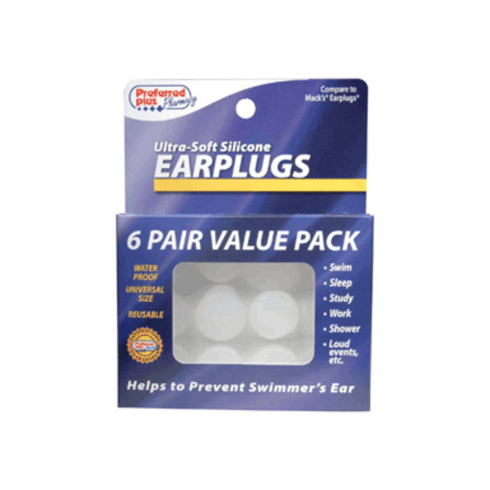 Ear Plugs, Ultra-Soft Silicone 6 pair