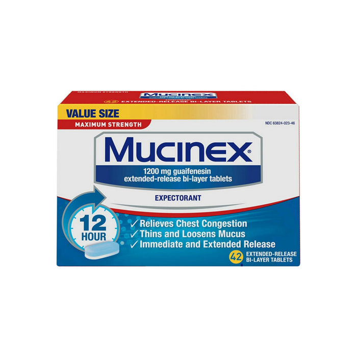 Mucinex Maximum Strength 12-Hour Chest Congestion Expectorant Tablets, 42 Count