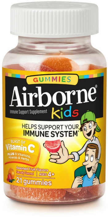 Airborne Kids Assorted Fruit Flavored Gummies, 21 count - 667mg of Vitamin C and Minerals & Herbs Immune Support