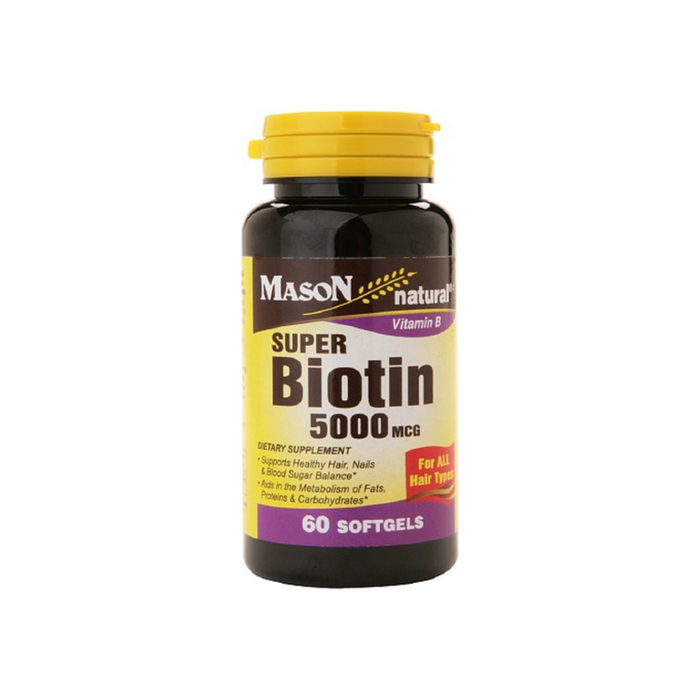 Mason Natural Super Biotin 5000 mcg, Softgels, 60 ea