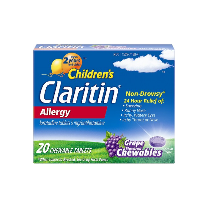 Claritin Children's, 24 Hour Allergy Tablets, Grape, 20 ea