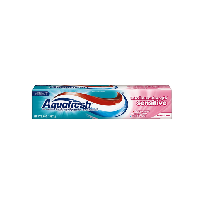 Aquafresh Maximum Strength Sensitive + Gentle Whitening Toothpaste, Smooth Mint 5.6 oz