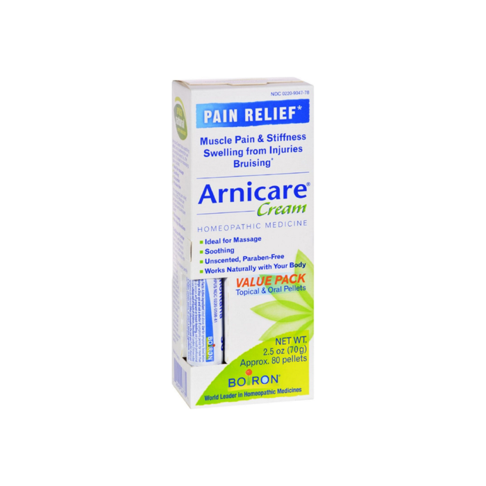 Boiron Arnicare Arnica Cream for Pain Relief & Blue Tube Value Pack 2.5 oz