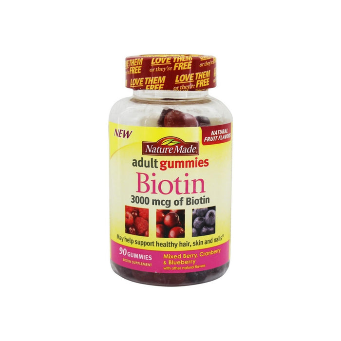 Nature Made Biotin Adult 3000 mcg Gummies, Mixed Berry, Cranberry & Blueberry 90 ea