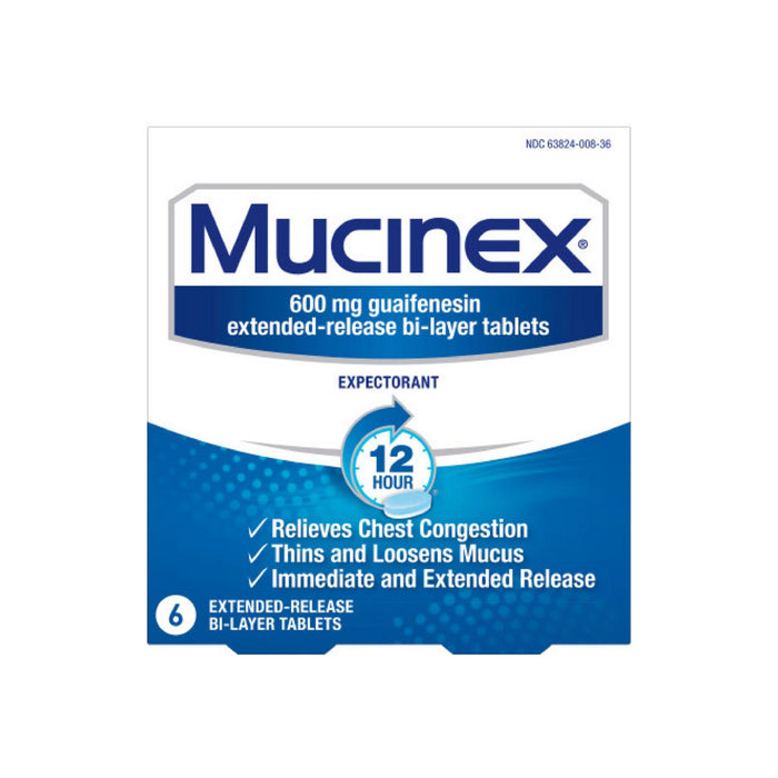 Mucinex 12 Hr Chest Congestion Expectorant Tablets 6 ea