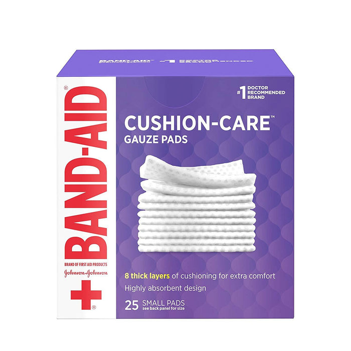 BAND-AID First Aid Cushion-Care Gauze Pads, 2in x 2in, 25 ea