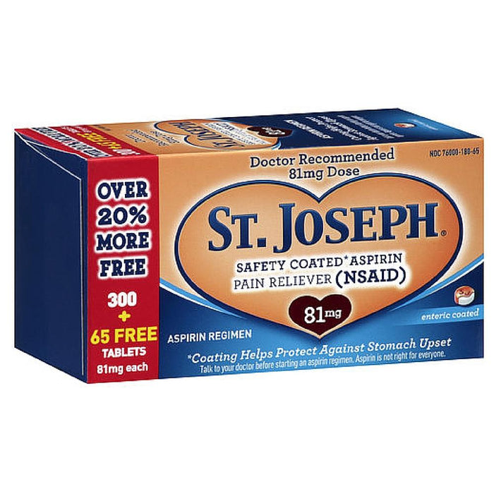 St. Joseph Low Dose Enteric Coated Aspirin Pain Reliever, 81mg MicroTablets 365 ea
