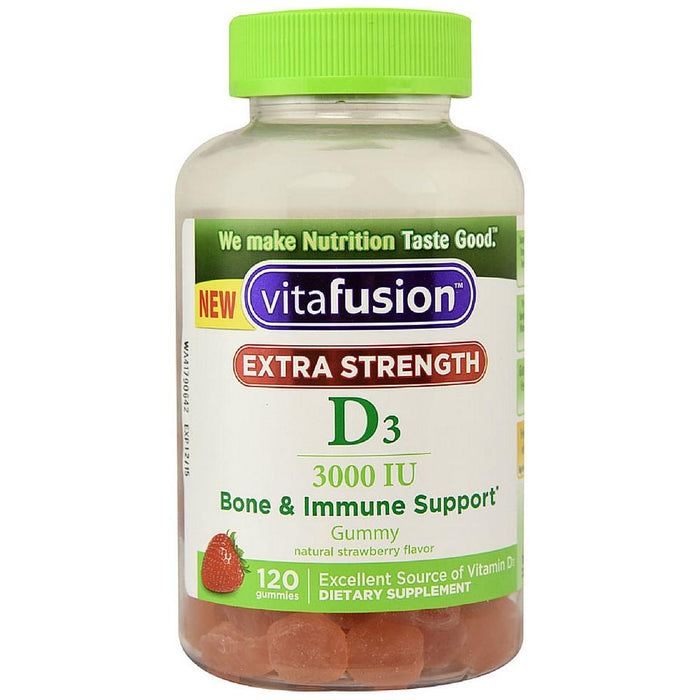Vitafusion Extra Strength D3 Gummies, Natural Strawberry 120 ea