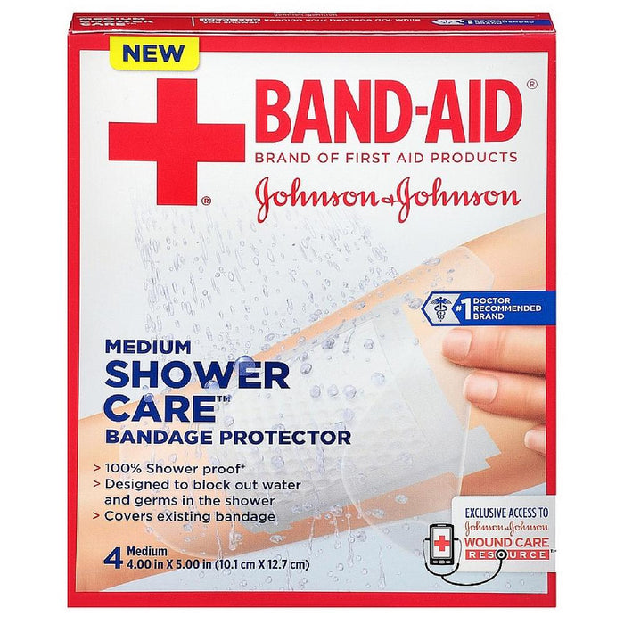 BAND-AID Shower Care Bandage Protector, Medium 4 ea