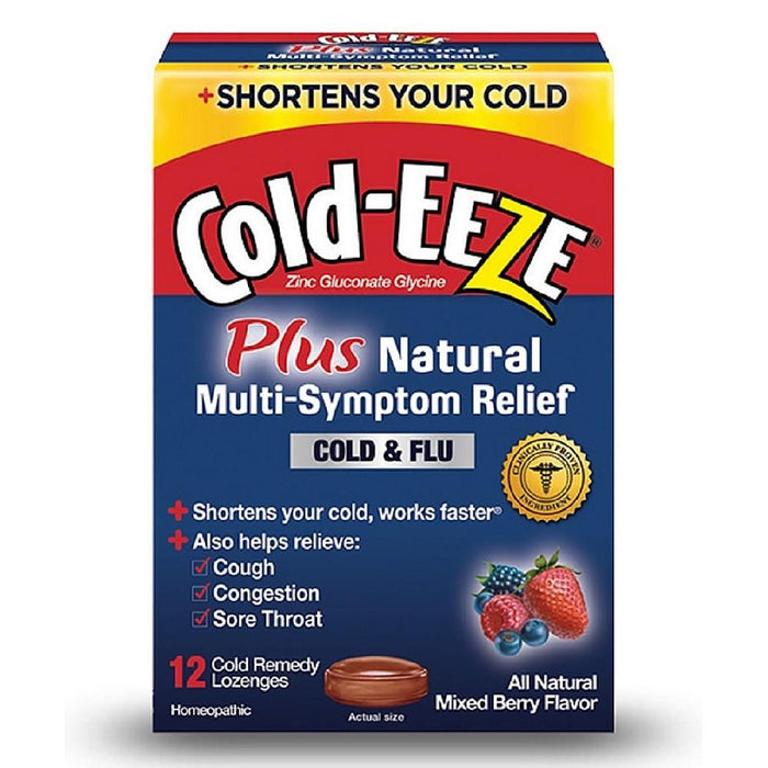 COLD-EEZE Cold Remedy Plus Natural Multi-Symptom Relief Lozenges, Mixed Berry Flavor 12 ea