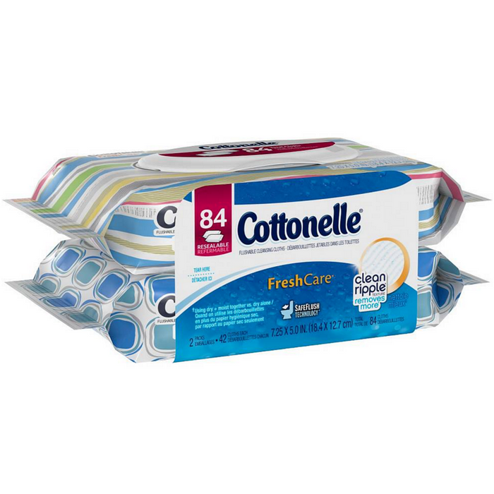 Cottonelle Flushable Cleansing Cloths Refills, Fresh Care, 42 per pack, 2 ea