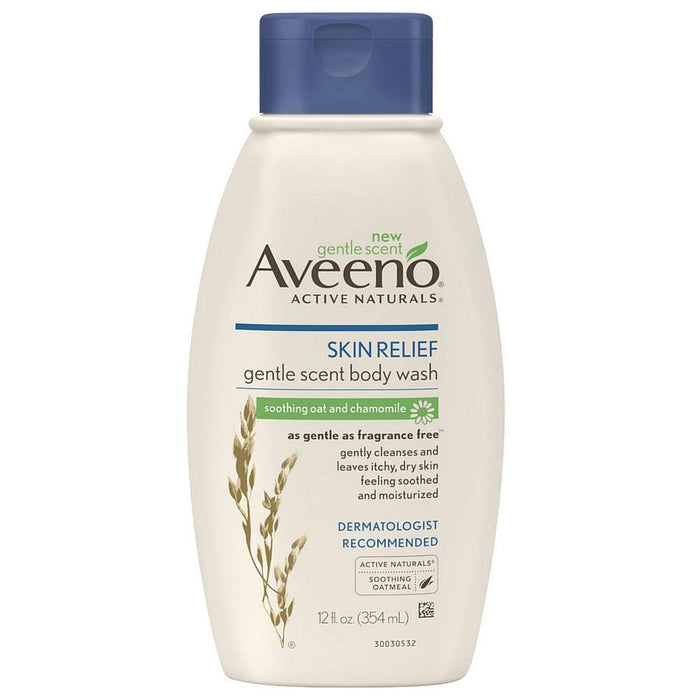 AVEENO Active Naturals Skin Relief Gentle Scent Body Wash, Soothing Oat and Chamomile 12 oz