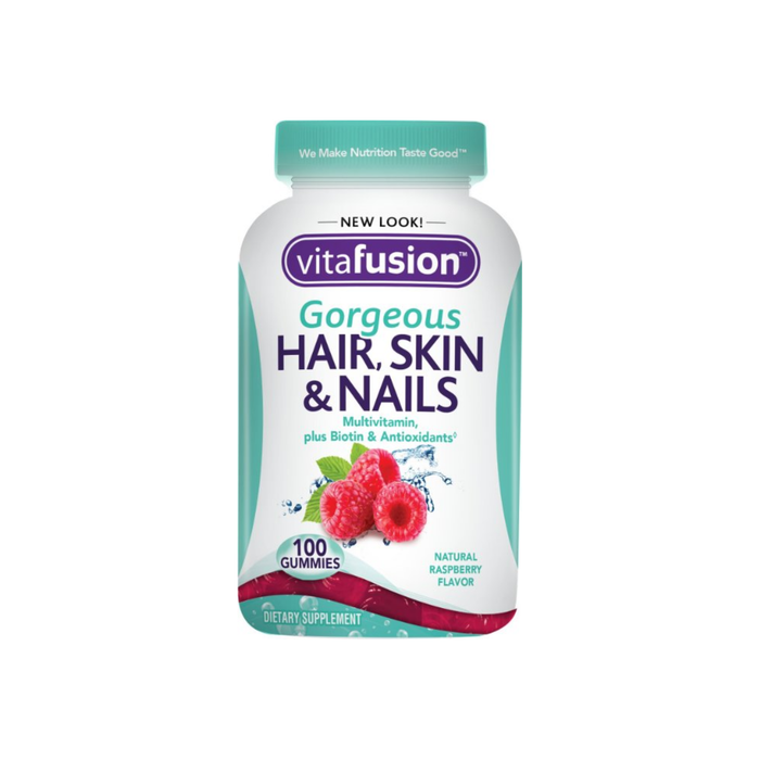 Vitafusion Gorgeous Hair, Skin & Nails Multivitamin, Gummies, Raspberry 100 ea