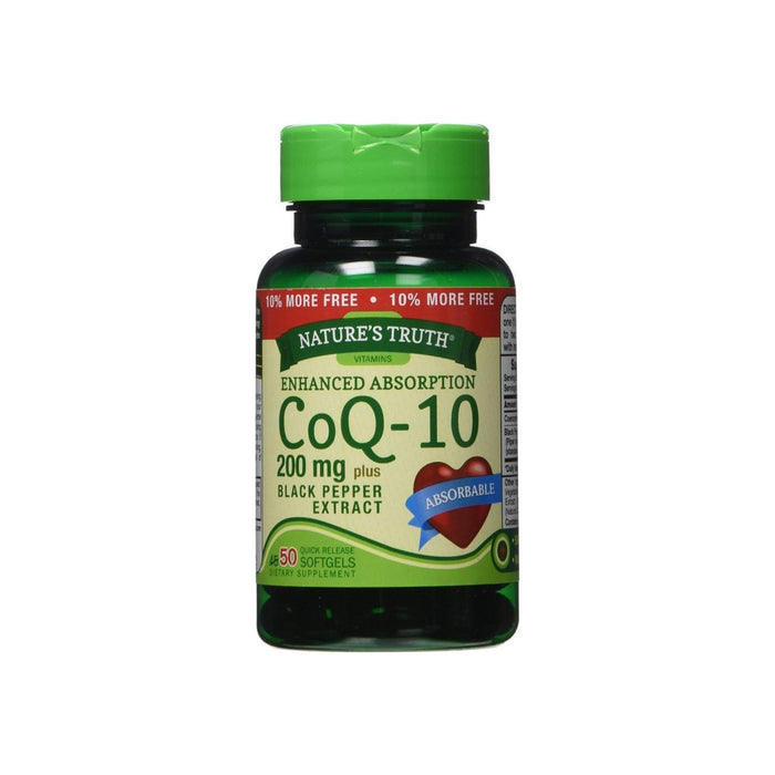 Nature's Truth Enhanced Absorption CoQ10 200 mg Softgels 50  ea