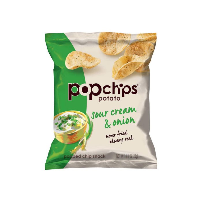 Popchips Potato Chip, Sour Cream & Onion 0.8 oz each bag, 24 ea (Pack of 24)